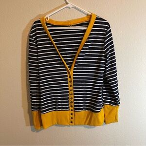 Striped Navy and Yellow Women's Sweater